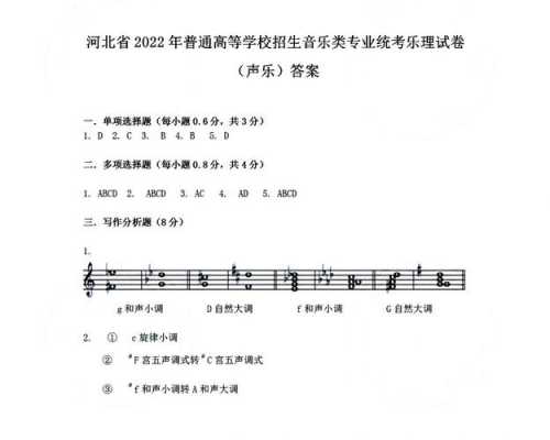 广西音乐联考真题（2021年广西音乐艺考试卷乐理）-图2
