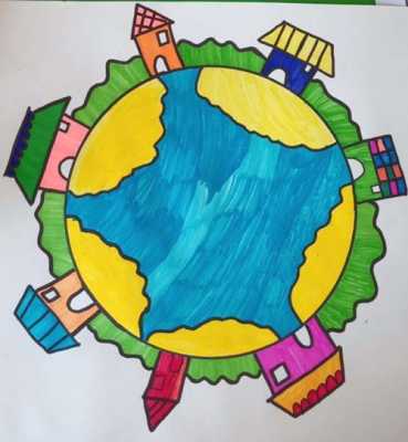地球一家教室布置（地球一个家,请到我的家乡来绘画图片）