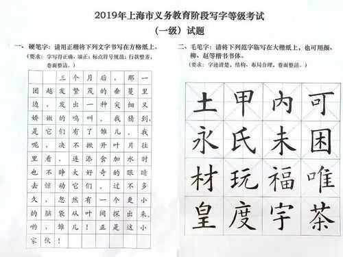上海小学书法考试真题（2019上海小学生书法考试 试题）